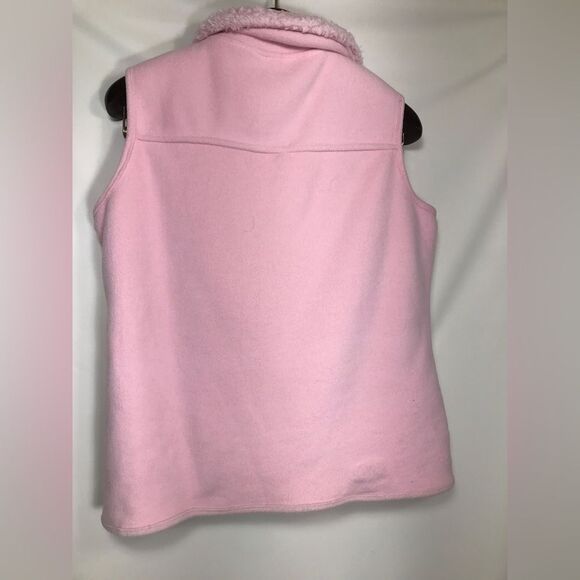 2 Jane Ashley Women's Pink And Green Fleece Sherpa Lined Full Zip Vest Size PL - Picture 3 of 11